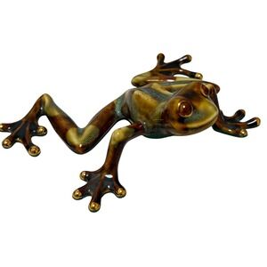 Golden Pond Collection Tree Frog Ceramic Frog Figurine Earth Tones Golden